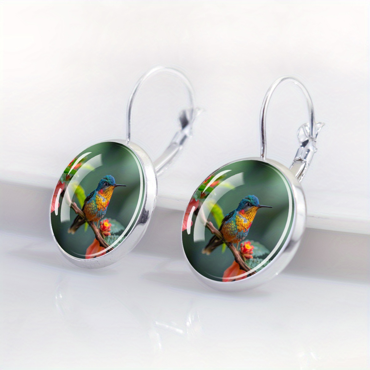 Rustic-Style Hummingbird Theme Earrings